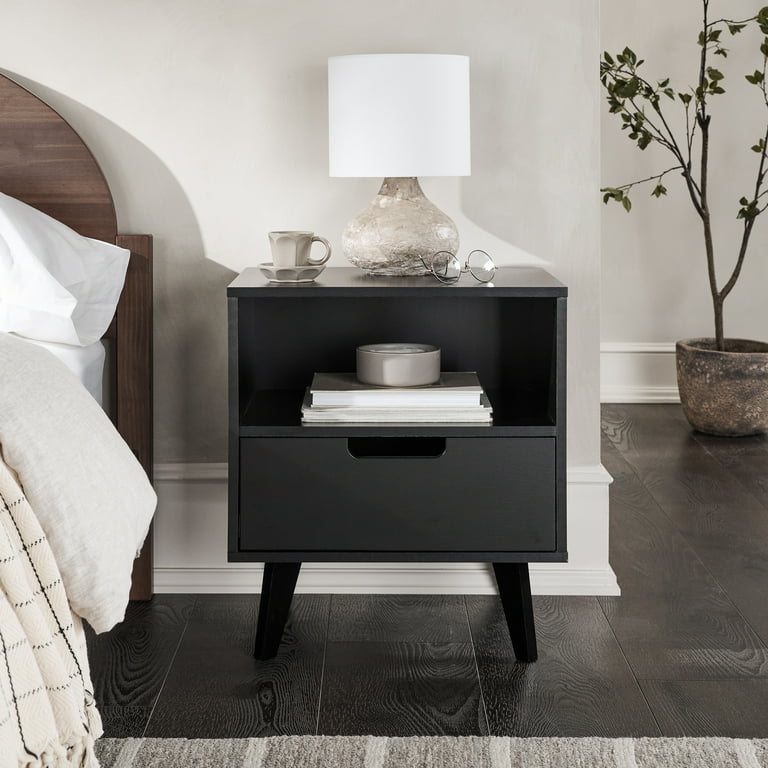 White nightstand with black legs online
