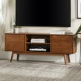 thumbnail image 1 of Walker Edison Mid Century Modern 2 Door TV Stand for TVs up to 60", Caramel, 1 of 15