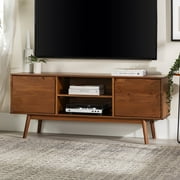 Walker Edison Mid Century Modern 2 Door TV Stand for TVs up to 60", Caramel
