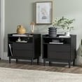 thumbnail image 1 of Walker Edison Mid-Century Modern 2-Drawer Wood Nightstand, Set of 2, Black, 1 of 9