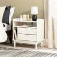 thumbnail image 1 of Walker Edison Mid-Century Modern 2-Drawer Wood Nightstand, Solid White, 1 of 20