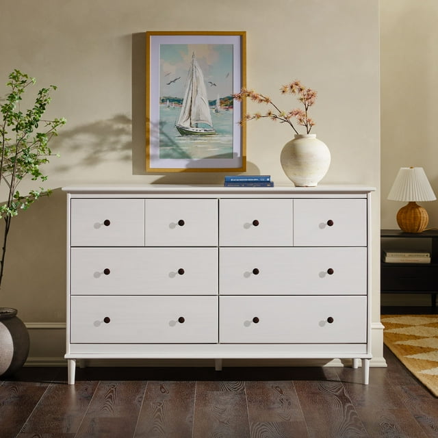 Walker Edison MidCentury Modern 6Drawer Solid Wood Dresser, White