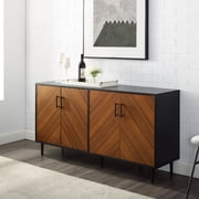 Walker Edison Mid Century Modern Buffet, Black and Bookmatch