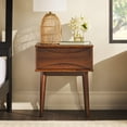 thumbnail image 1 of Walker Edison Mid-Century Modern Solid Wood 1-Drawer Nightstand, Walnut, 1 of 15