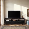 thumbnail image 1 of Walker Edison Mid-Century Modern Storage TV Stand for TVs up to 80”, Black, 1 of 12