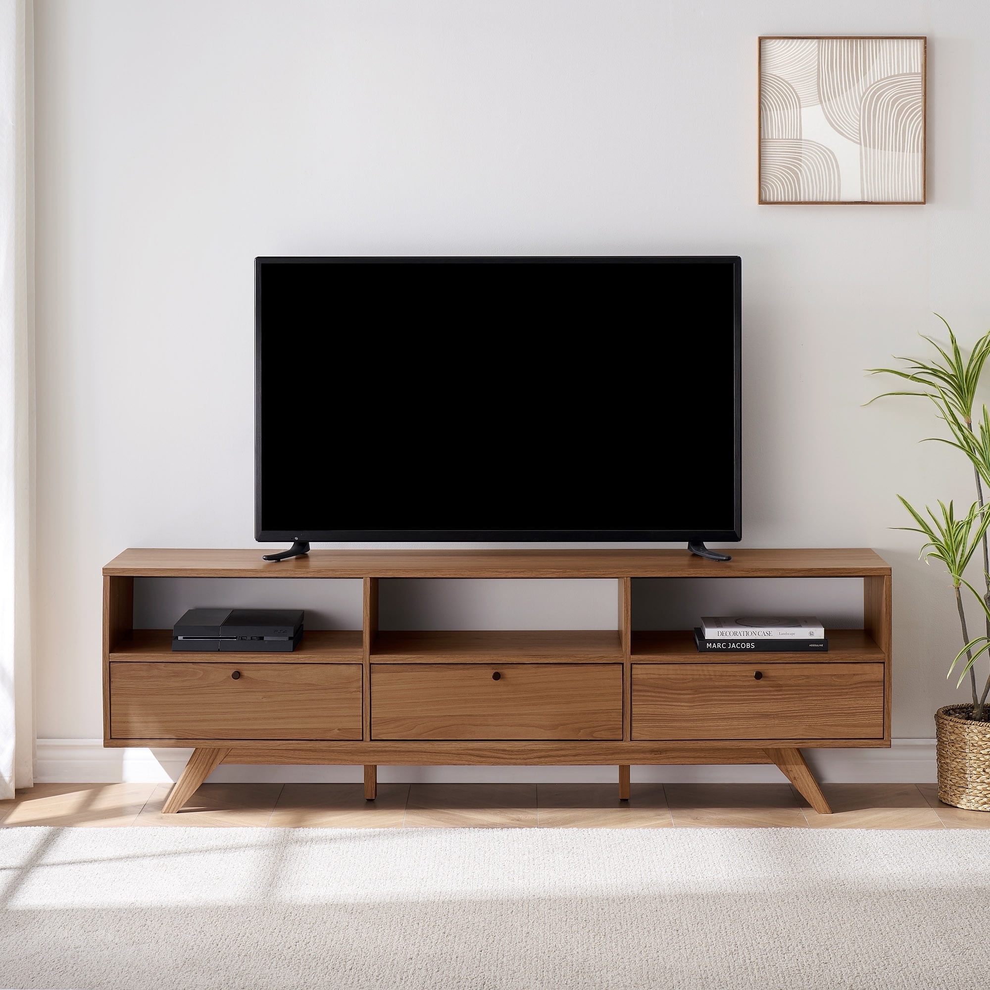 Walker Edison Mid-Century Modern Storage TV Stand for TVs up