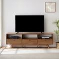 thumbnail image 1 of Walker Edison Mid-Century Modern Storage TV Stand for TVs up to 80”, Mocha, 1 of 14