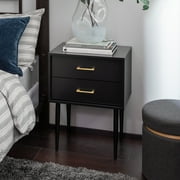 Walker Edison Mid Century Modern Two-Drawer Nightstand, Black