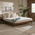 thumbnail image 1 of Walker Edison Mid Century Modern Wood Platform King Bed, Walnut, 1 of 15
