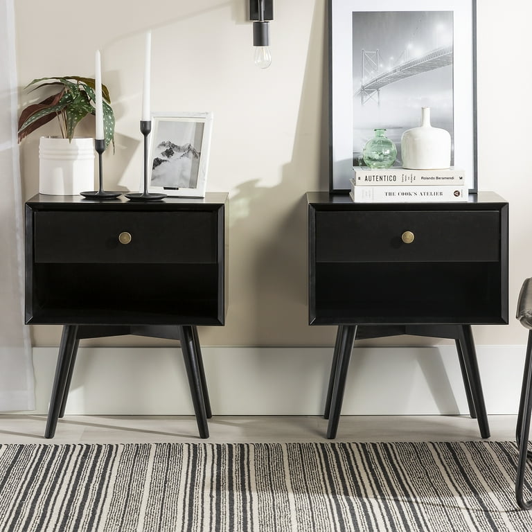 Black modern nightstand online set of 2