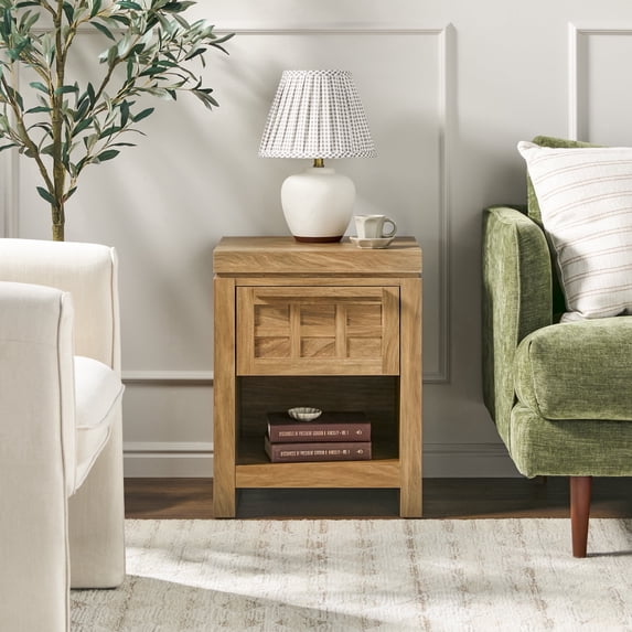 Walker Edison Modern 1 Drawer Nightstand Side Table - Heritage Oak