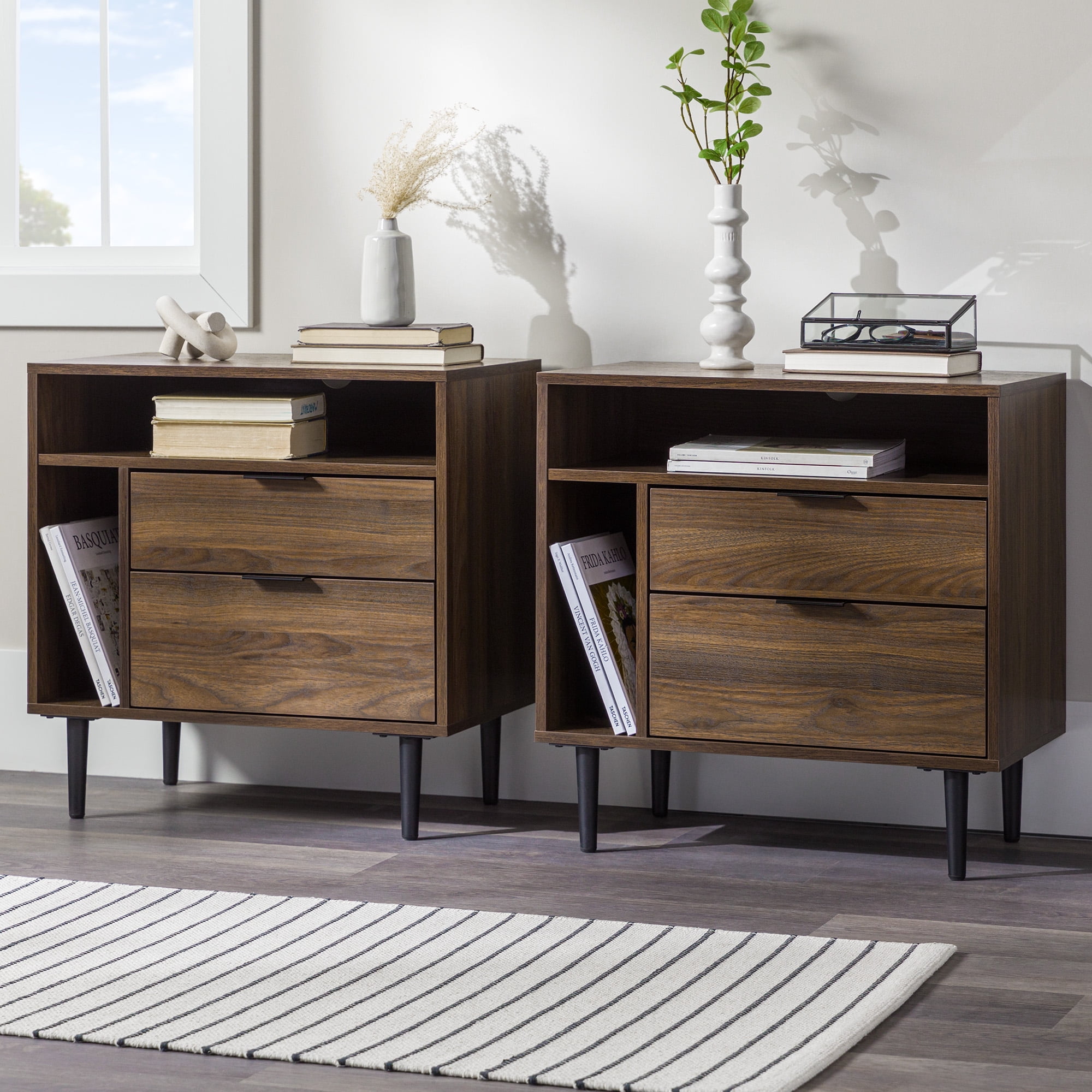 Walnut nightstand set of cheap 2