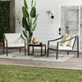 thumbnail image 1 of Walker Edison Modern 3-Piece Slatted Outdoor Chat Set, Black Wash, 1 of 6