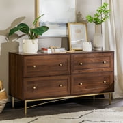 Walker Edison Modern 4 Drawer Dresser, Dark Walnut