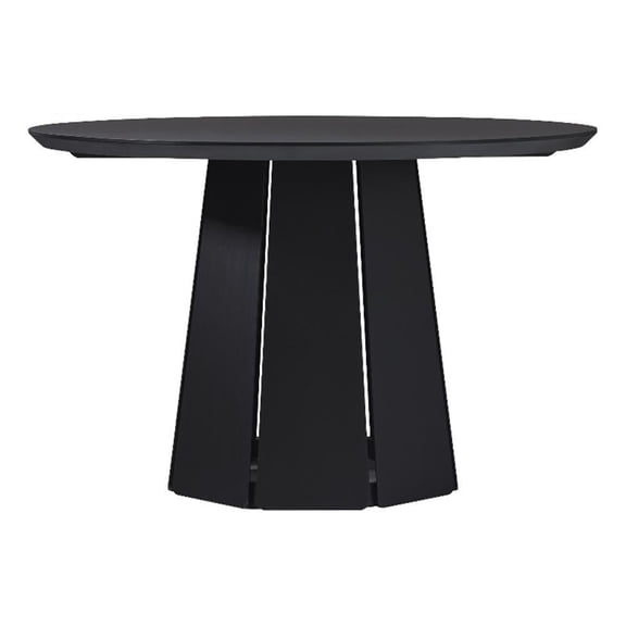 Walker Edison Modern 48" Round Solid Wood Pedestal Dining Table, Black