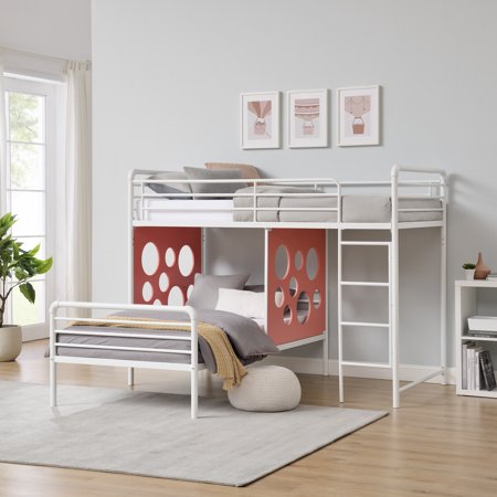 Walker Edison Modern 60" Cutout-Sides L-Shape Bunk Bed, Terracotta