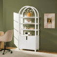 thumbnail image 1 of Walker Edison Modern Arched Cabinet Bookcase with Storage, White, 1 of 12