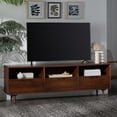 thumbnail image 1 of Walker Edison Modern Boho Wood 3 Drawer 70” TV Stand, Walnut, 1 of 17