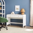 thumbnail image 1 of Walker Edison Modern Curve Design Writing Desk with Drawer, White, 1 of 12