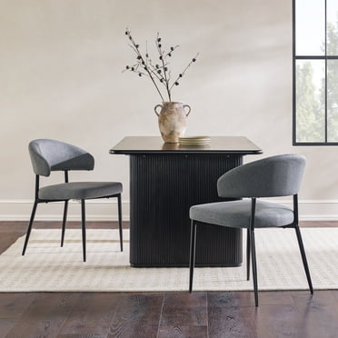 Walker Edison Modern Curved Back Upholstered Dining Chair, Set of 2, Charcoal