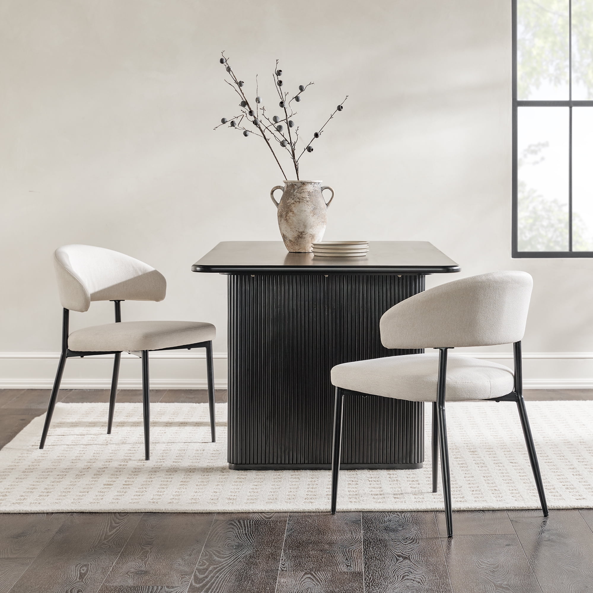 Walker Edison Modern Curved Back Upholstered Dining Chair Set of