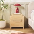 thumbnail image 1 of Walker Edison Modern Curved Wood 2 Drawer Nightstand, Coastal Oak, 1 of 14