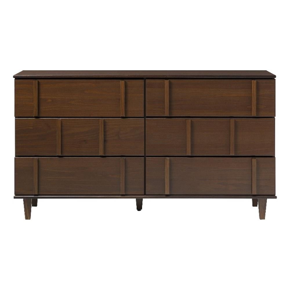 Modern Walnut 6-Drawer Vertical Accent Solid Wood Dresser