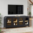 thumbnail image 1 of Walker Edison Modern Easy Assembly 64" Curved TV Stand, Black/Coastal Oak, 1 of 13