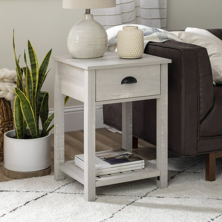Walker Edison Modern Farmhouse 1 Drawer End Table Stone Grey