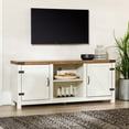 thumbnail interactive-video image 1 of Walker Edison Modern Farmhouse Barn Door TV Stand for TVs up to 65”, White/Barnwood, 1 of 25