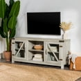thumbnail image 1 of Walker Edison Modern Farmhouse Glass Door TV Stand for TVs up to 65", Stone Grey, 1 of 17
