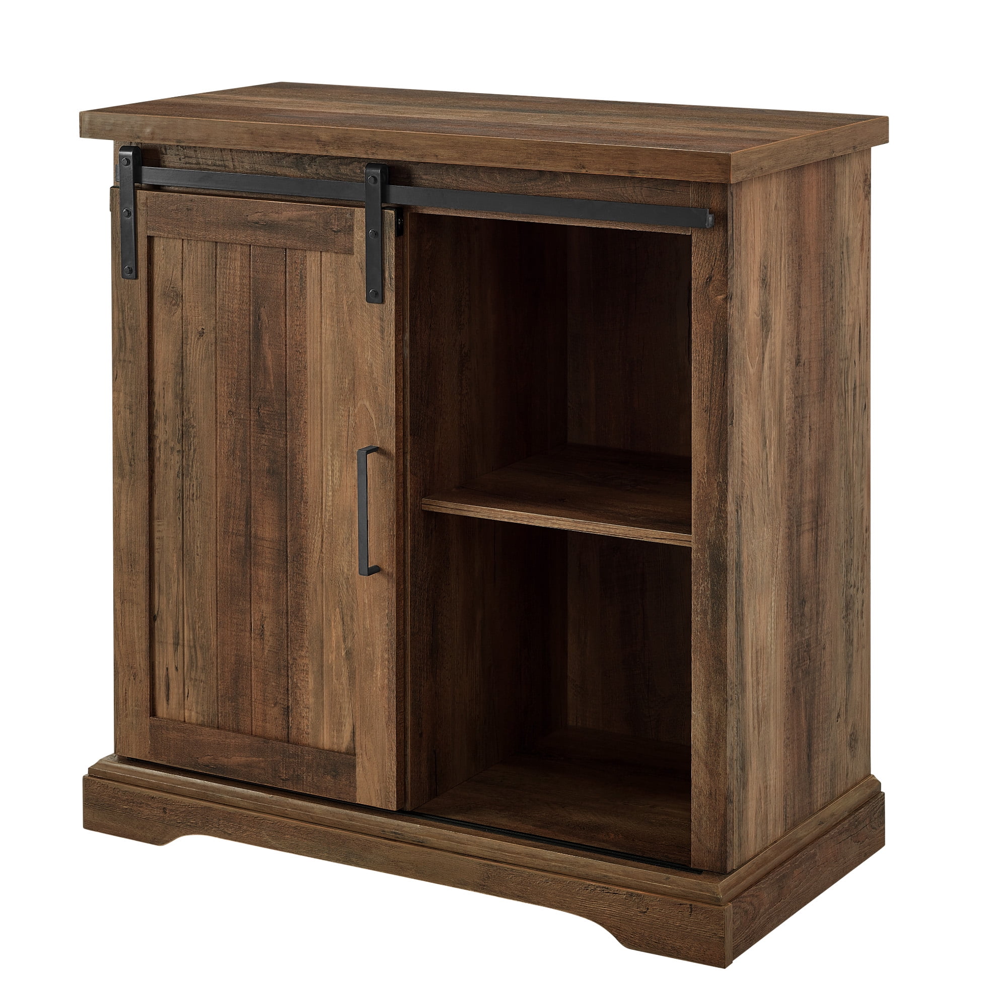 Rustic Oak Sliding Barn Door Accent Cabinet