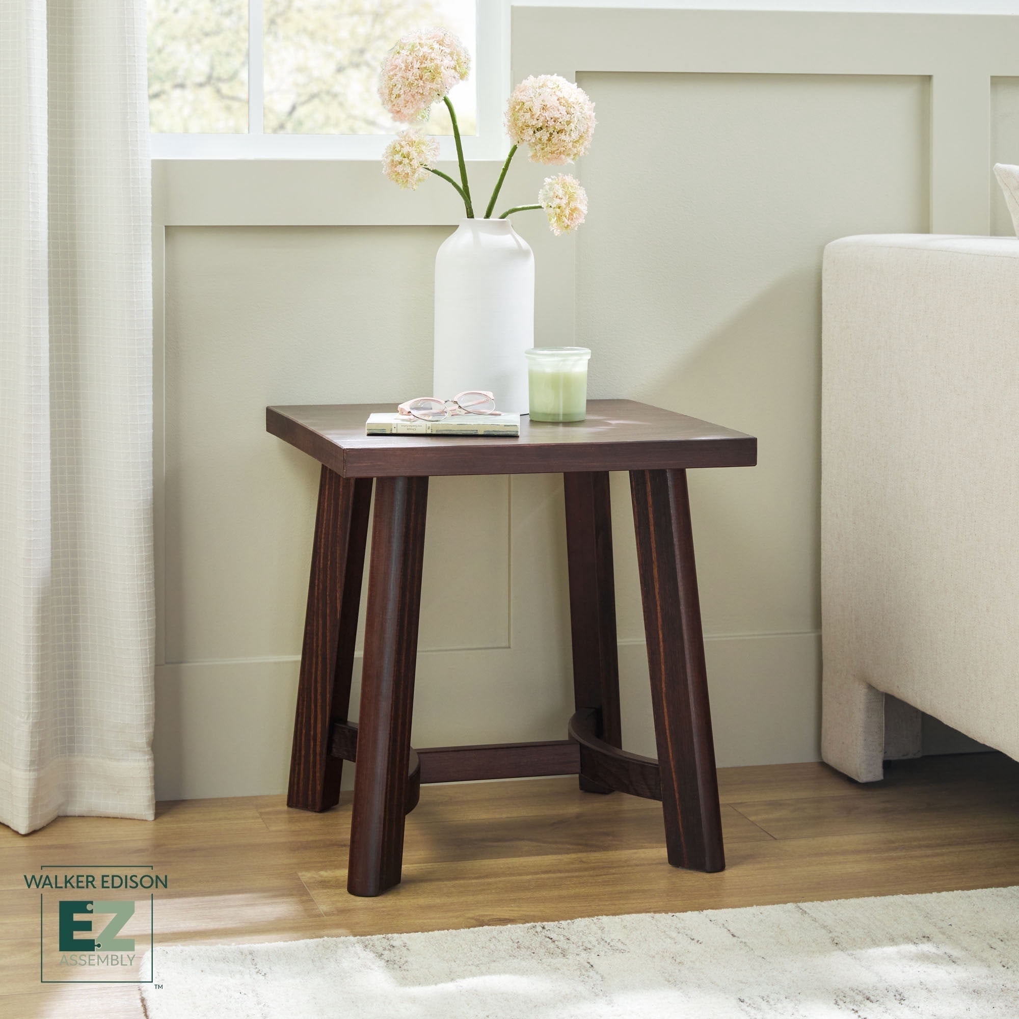 Walker Edison Modern Farmhouse Easy Assembly Solid Wood Side Table ...