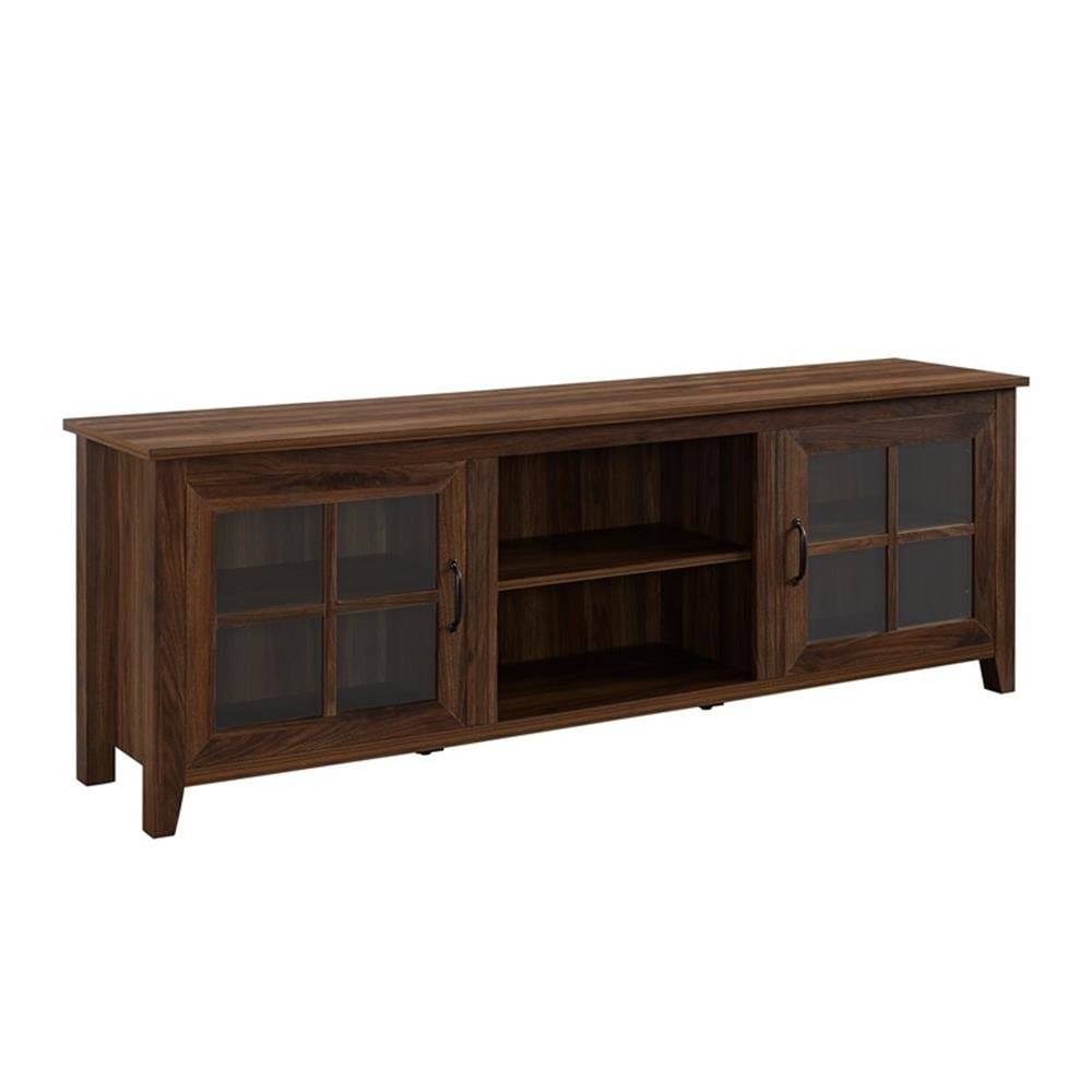 Farmhouse Gray Wood TV Stand with Cabinet and Glass Doors, 70"