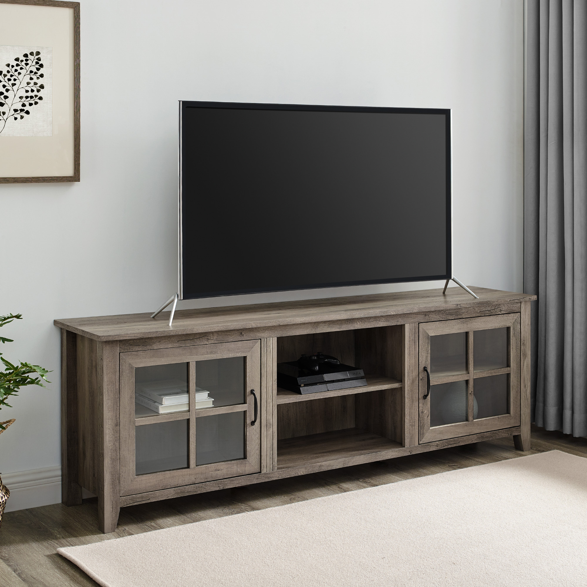 Walker Edison Modern Farmhouse TV Stand for TVs up to 80", Grey Wash - image 1 of 14