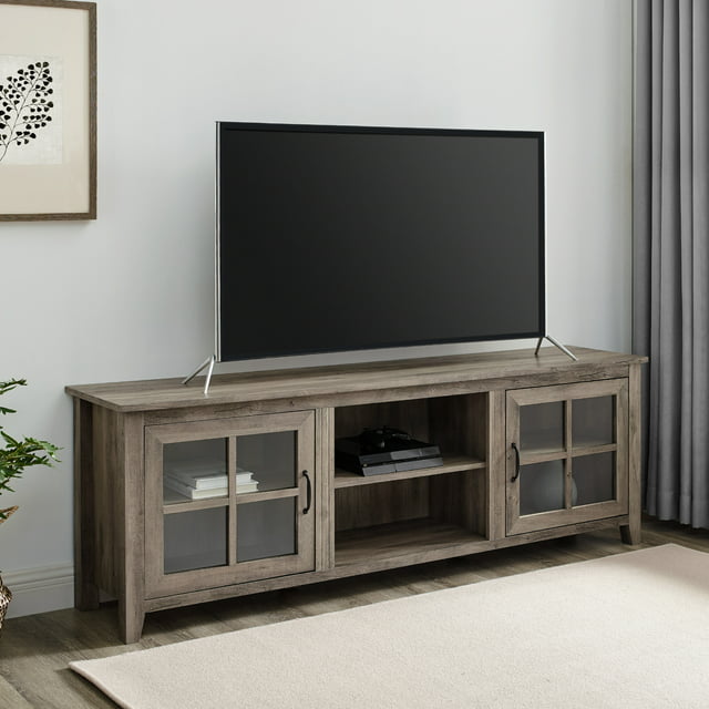 Walker Edison Modern Farmhouse TV Stand for TVs up to 80", Grey Wash