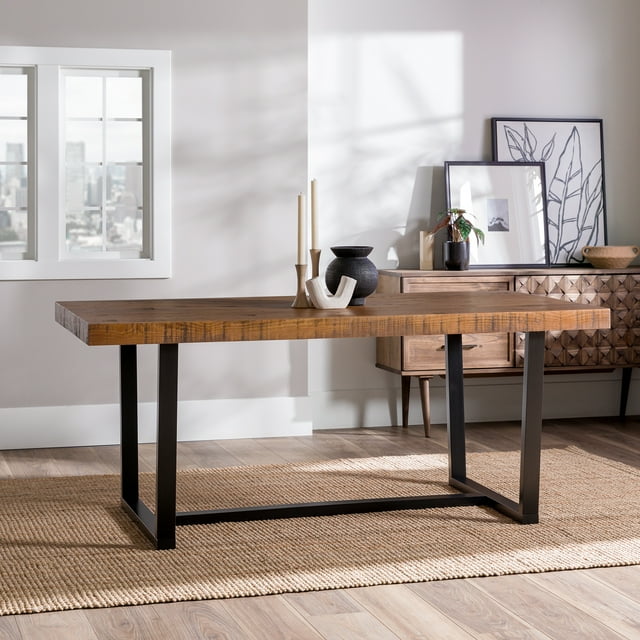 Walker Edison Modern Farmhouse TwoTone Dining Table, Barnwood