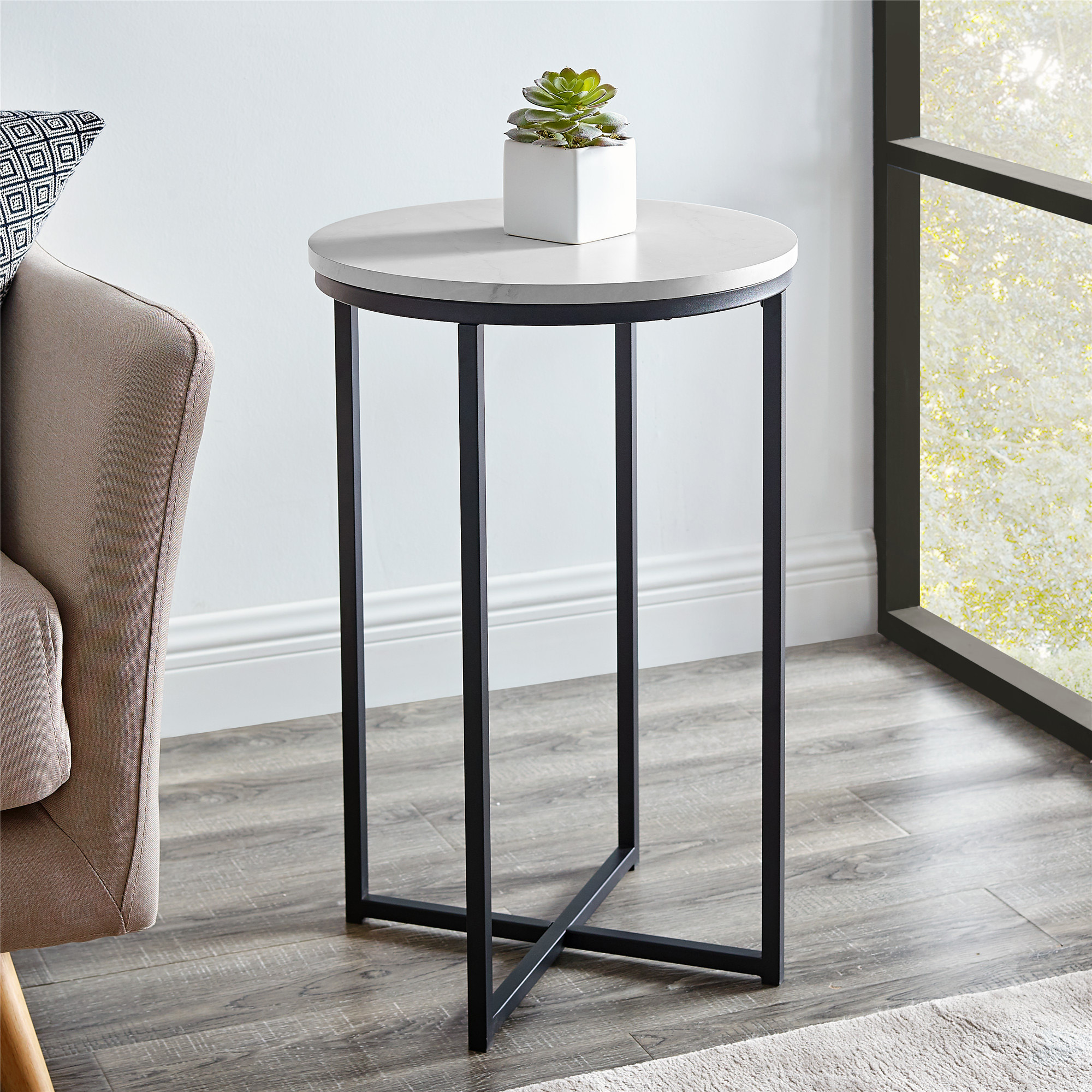 Modern Glam Round End Table