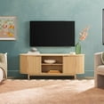 thumbnail image 1 of Walker Edison Modern Reeded 60” TV Stand with Open Storage - Coastal Oak, 1 of 21
