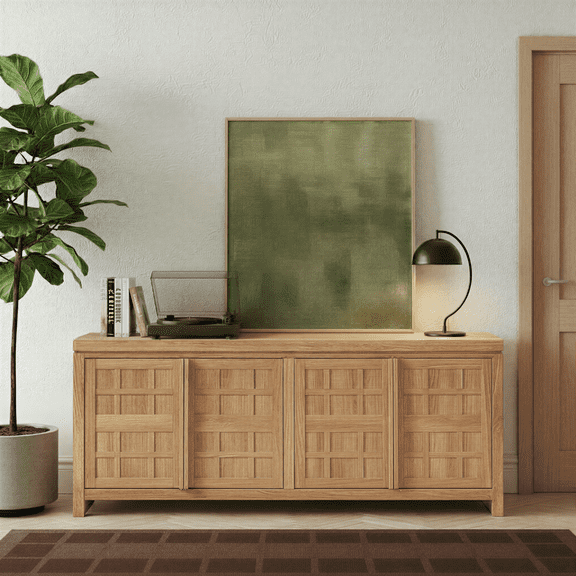 Walker Edison Modern Sideboard with Adjustable Cabinets, Heritage Oak