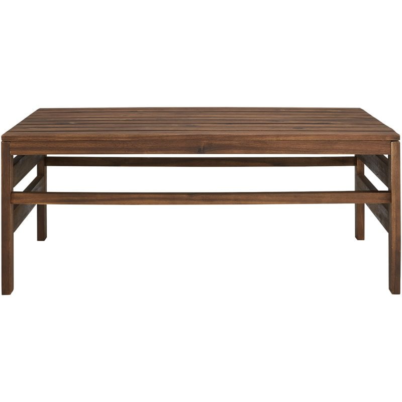 Walker Edison Slatted Solid Acacia Wood Outdoor Coffee Table in Dark ...