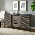 Walker Edison Modern Sliding Slat Door Sideboard, Ebony and Slate Grey