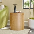 thumbnail image 1 of Walker Edison Modern Easy Assembly Oak Veneer Round Side Table, White Oak, 1 of 13