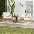 thumbnail image 1 of Walker Edison Modern Solid Wood 3-Piece Geometric Outdoor Chat Set, Natural, 1 of 6