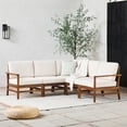 thumbnail image 1 of Walker Edison Modern Solid Wood 5-Piece Chevron Outdoor Sectional Set, Dark Brown, 1 of 6