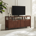 thumbnail image 1 of Walker Edison Modern Solid Wood 58" TV Stand with Glass Top, Walnut, 1 of 13