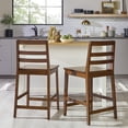 thumbnail image 1 of Walker Edison Modern Solid Wood Counter Stool, Set of 2, Walnut, 1 of 16