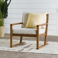 thumbnail image 1 of Walker Edison Modern Solid Wood Geometric Outdoor Club Chair, Brown, 1 of 18