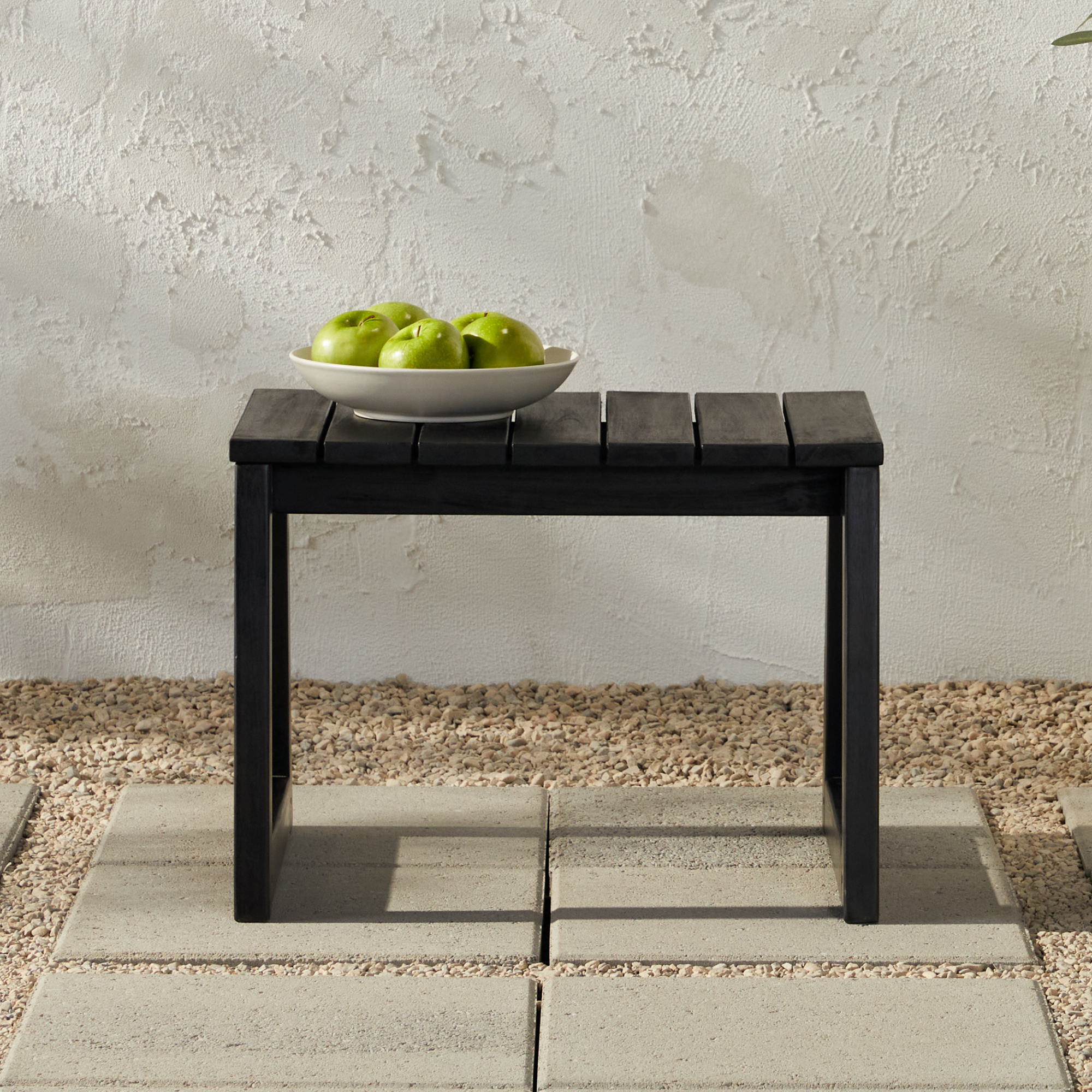 Free Shipping! Walker Edison Modern Solid Wood Slat-Top Rectangle Outdoor Side Table, Black ...