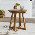 thumbnail image 1 of Walker Edison Modern Solid Wood Slat-Top Round Outdoor Side Table, Brown, 1 of 9
